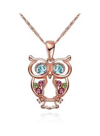 Rhodium Plated Ziron Studded Pendant Necklace 