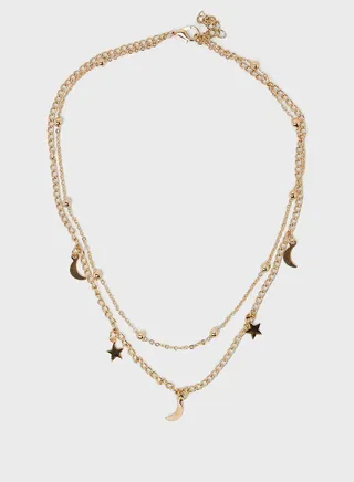 All Over Moon And Star Layered Necklace 