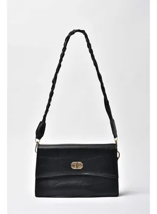 Animal Pattern Shoulder Bag Black 