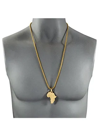 18 Karat Gold Plated Hip Hop Map Of Africa Pendant Necklace 