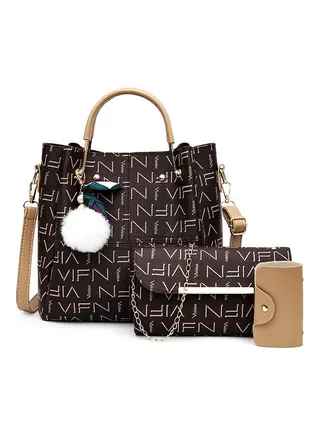 3-Piece Casual Shoulder Bag Set Coffee 