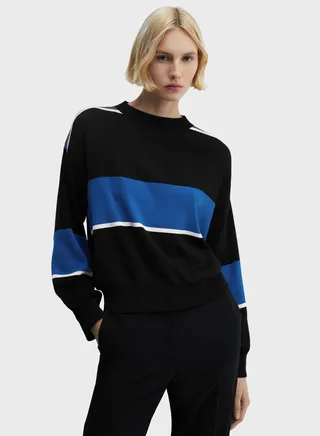 Crew Neck Color Block Crop Top 