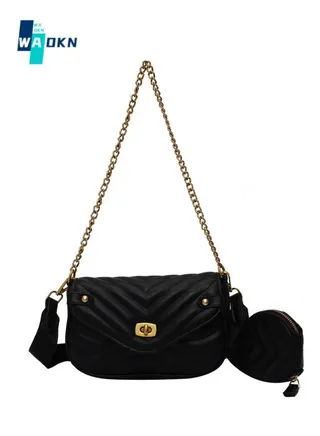 Women's Textured Shoulder Bag, Ladies Personalized Chain Crossbody Bag Sling Bag Side Bag, PU Leather Carry Bag Gift Bag for College Students and Teenagers 