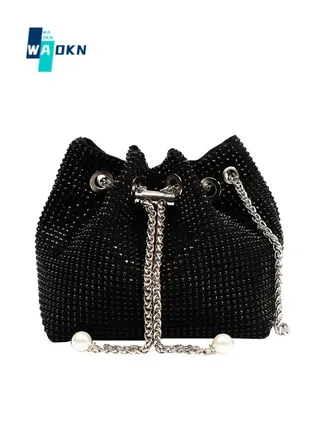 Women's Shiny Clutch, Women's Rhinestone Banquet Bag Tote Bag Handbag, Fashion Chain Shoulder Bag Gift Bag Carrying Bag Sling Bag Side Bag for Party Dinner Wedding (Black) 