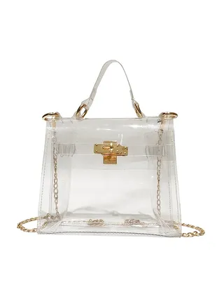 Casual Style Elegant All Match Handbag Gold/Clear 