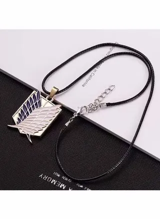 Investigation Corps Pendant Necklace, Wings of Freedom Cosplay Necklace Leather Rope Investigation Anime Cartoon Lovers Jewelry for Boys Girls 