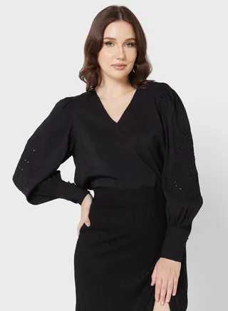 V-Neck  Puff Sleeve Top 