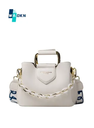 Women's Stylish Three-tier Shoulder Bag, Ladies Simple Chain Tote Bag Handbag Clutch Bag Carrying Bag, Textured Decoration Commuter Crossbody Bag Sling Bag Side Bag(White) 