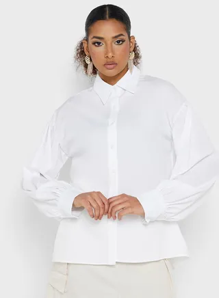 Puffed Sleeve Button Down Shirt 