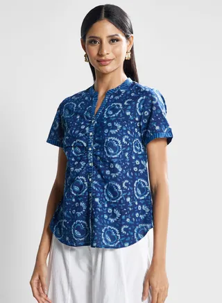 Printed Button Down Top 