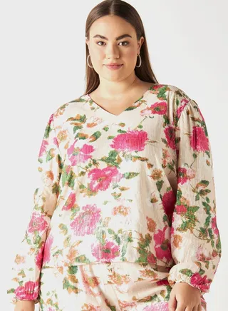 Sequined Floral Print Top 