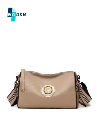 Women's Genuine Leather New Simple and Fashionable Wide Shoulder Strap Single Shoulder Bag ,Ladies Top Layer Cowhide Crossbody Bag Sling Bag Side Bag 