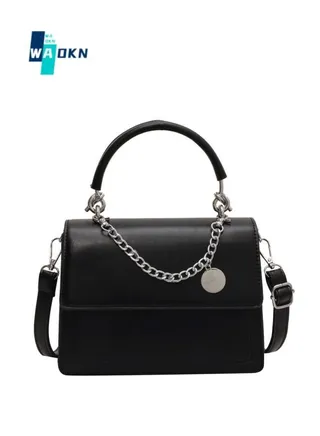 Women's Fashion Shoulder Bag, Ladies Simple Chain Crossbody Bag Sling Bag, Solid Color Handbag, Tote Bags，Carrying Bag, Gift Bag（Black) 