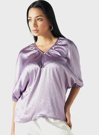 V-Neck Puff Sleeve Top 