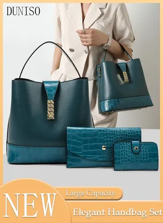 3 Pieces Shoulder Bag Set for Women Multipurpose Faux Leather Vintage Crossbody Bag Clamshell Design Small Purse Mini Card Holder for Ladies Fashion Travel Tote Bag Handbags 