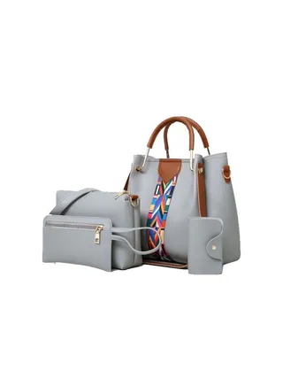 4-Piece Handbag Set Grey 