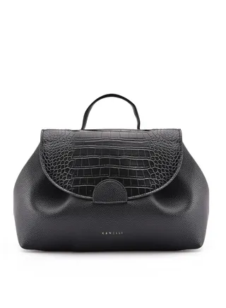 Kanelli leather hand bag for women , Black 