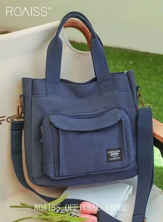 Large Capacity Shoulder Bag  Durable Macaron Color Scheme Smooth Zipper Solid Color Tote Bag 