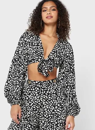 Printed Tie Detail Top 