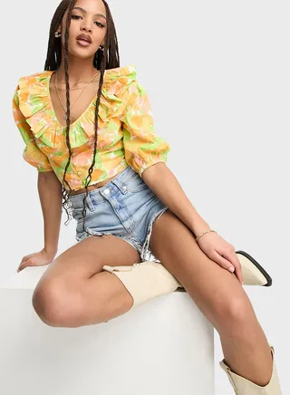 Printed Ruffle Top 