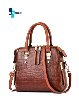 Women's High Quality Vintage Handbag, PU Leather Casual Versatile Shoulder Bag Crossbody Bag for Women, Large Capacity Multi-pocket Carry Bag Crossbody Bag Tote Bag（Brown) 