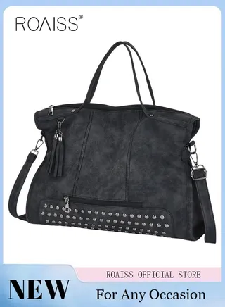 Women's Retro Tote Bag Matte Shoulder Bag Fashion Trend Large Capacity PU Portable Bag Elegant Lady Bag 