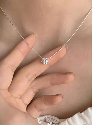 Trendy Stainless Steel Silver Plated Necklace With Small Zirconia Pendant For Women 