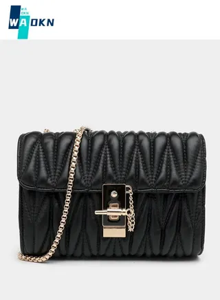 Women's Multifunctional Chain Crossbody Bag, Fashionable and Simple Pleated Shoulder Bag Handbag Wrist Bag Suitable for Ladies, Girls Elegant PU Leather Crossbody Bag Tote Bag (Black) 