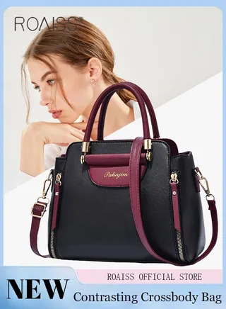 Women's Fashion Patchwork Contrasting Pu Leather Crossbody Bag Adjustable And Detachable Exquisite Handbag Zippered Multi Layered Design Shoulder Bag 