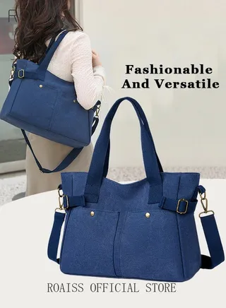 Large Capacity Shoulder Bag  Durable Macaron Color Scheme Smooth Zipper Solid Color Tote Bag 