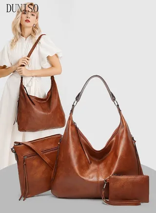 3pcs Women Fantionable Handbag and Satchel Clutch Purse Leather Tote Shoulder Bag Large Satchel Top Handle Work Bag Crossbody bag Set 