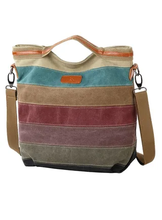 Women Vintage Single-Shoulder Hand Crossbody Leisure Travel Canvas Bag 