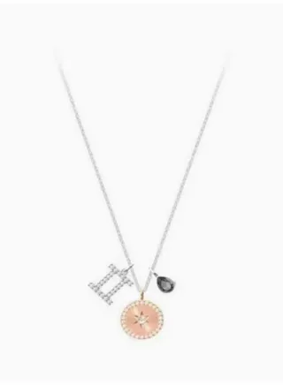 Silver-tone Rhodium Plated Gemini Pendant Necklace 