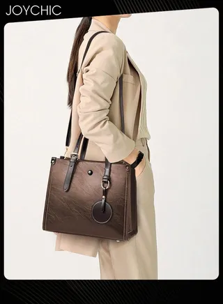 Fashionable Retro Women Handbag Large Capacity Multi Pocket Commuting Shoulder Crossbody Bag for Office Daily Work Brown 