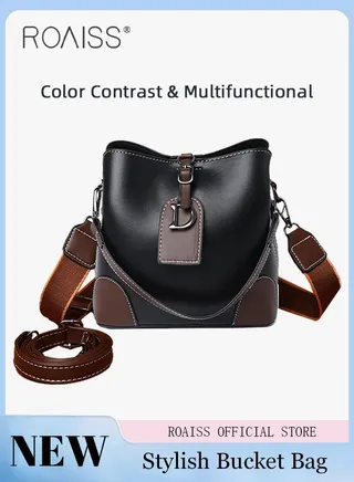 Light Luxury Bucket Bag for Women High End Texture Retro Fashion Shoulder Crossbody Bag with Convenient Magnetic Buckle Practical Wear Resistant Gift for Mother Wife and Girlfriend 