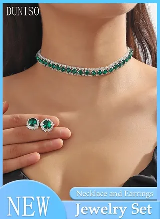 2pieces Jewelry Set With Necklace and Earring Crystal Bridal Wedding Jewelry Set Bridesmaid Party Choker Necklace Water Drop Pendant Earrings Sets for Women and Girls 