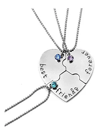 Best Friends Forever And Ever Necklace With Crystal Broken Heart Charm Pendant Set Friendship Necklace 