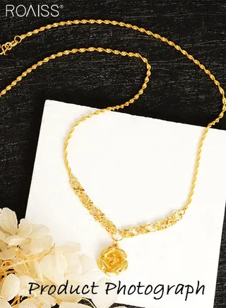 Fashionable And Versatile K Gold Necklace For Women Daily Party Wedding Exquisite Flower Shape Necklace 