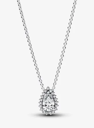 Sparkling Pear Halo Collier Women's Necklace for Pandora Timeless 392832C01-45 