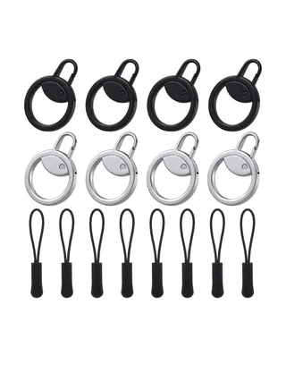 Ring Zipper Pull Replacement, Zipper Pulls Extensions, Luggage Zipper Tab Replacement, 16 Pcs Detachable Zipper Pulls Repair Kit Zipper Tab Tags Cord Extension Fixer for Jackets Backpack 