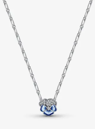 Blue Pansy Flower Pendant Necklace for Women 390770C01-50 