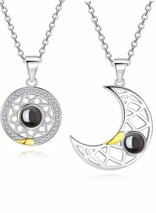 Two Souls One Heart Pendant Necklaces for Couple, Wishing Stone Creative Magnet Couples Necklace 