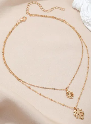 Leaves Drop Layered Necklace