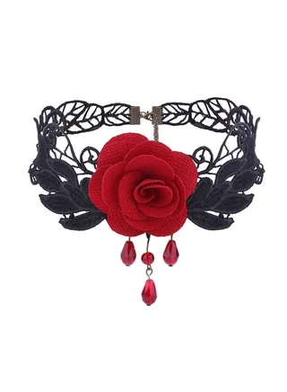 Hollow Out Flower Design Lace Choker 