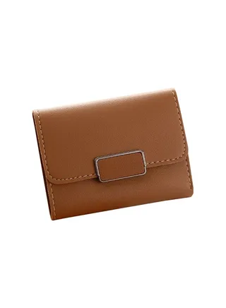 Mini Wallet Thin Section Purse Fe Short Section Small Fresh Card Package Brown 