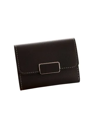 Mini Wallet Thin Section Purse Fe Short Section Small Fresh Card Package Black 