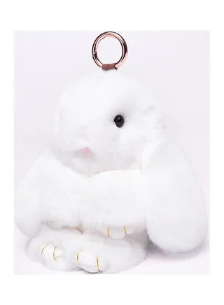 Lovely Fluffy Rabbit Keychain White 