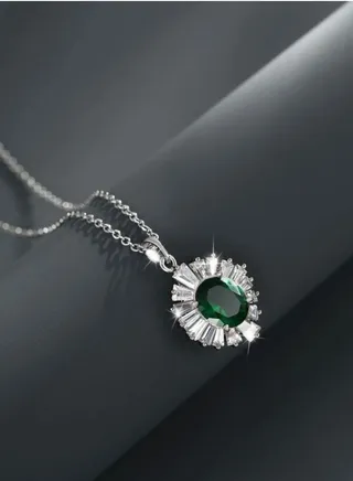 925 Silver Plated Cubic Zircon Necklace For Women 