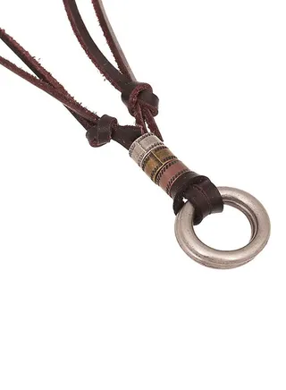 Lover Round Leather Pendant Necklace 