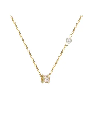 Simple Geometric Pearl Titanium Steel Necklace 